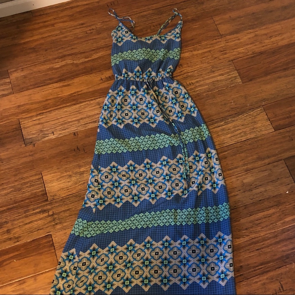 Banana republic blue and green maxi Dress